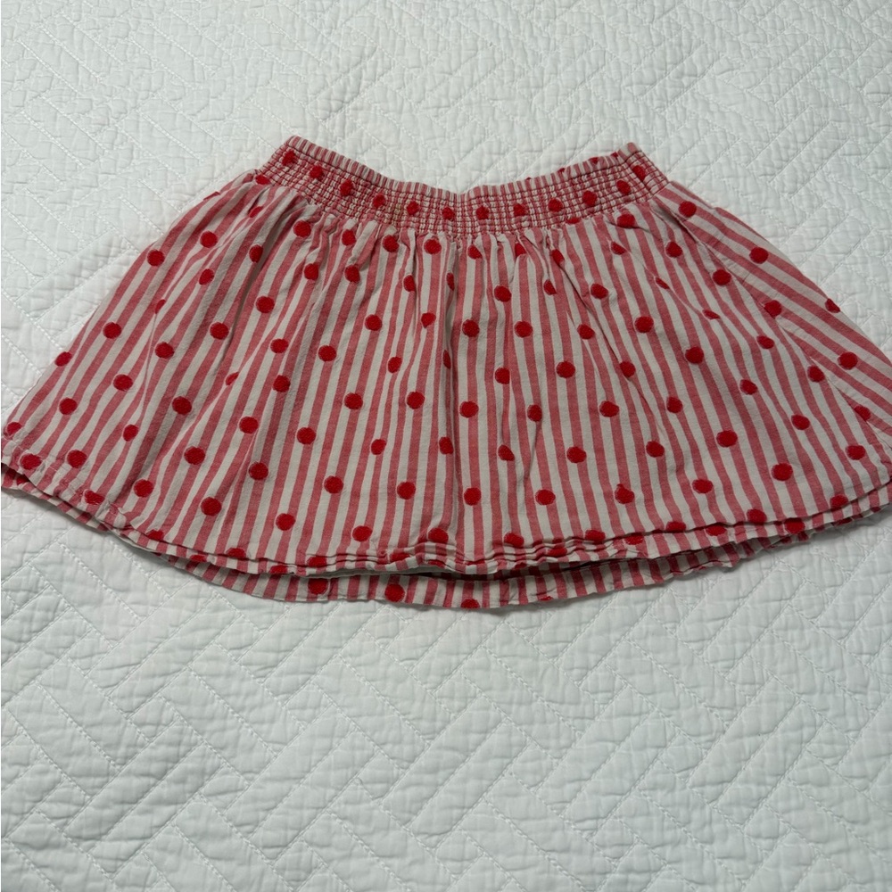 Mini Boden Red and White Polka Dot Skater Skirt, Sz 3-4Y